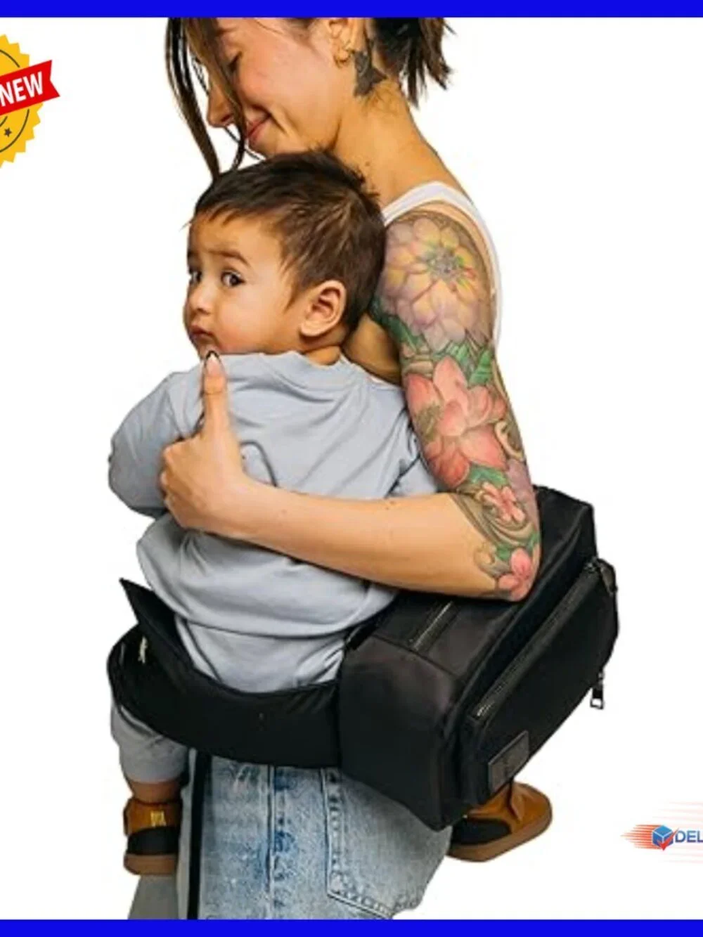 Toddler Carrier Bag with Built-in Storage, Compact Travel Diaper Bag